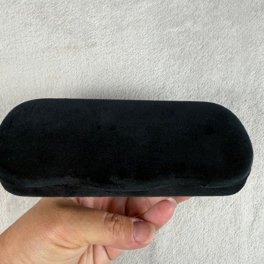 Gucci Black Velvet Hard Sunglasses Case Blue Satin Lining Gold Logo Clamshell - Picture 3 of 3